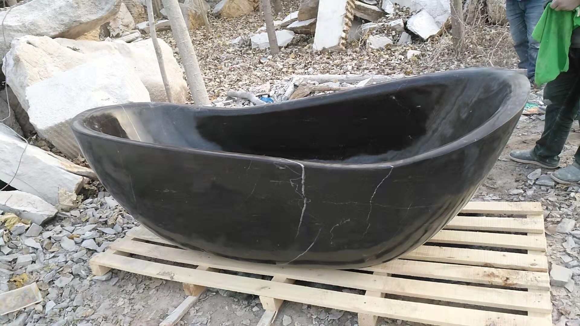 Wholesale Natural Black Color Marquina Marble Stone Soaking Bath Tub Bathroom Products Freestanding Bath Bathtub