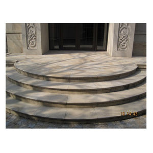 Cream Golden Porphyry Granite Exterior Stone Curved Stair Nosing Case Customized Outdoor Stair Steps