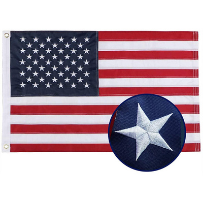 USA US Flags Outdoor, Heavy Duty Durable, Embroidered Stars, Sewn Stripes and Brass Grommets