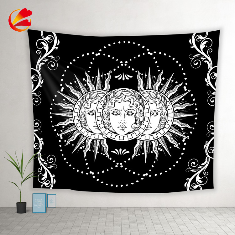 Custom Tarot Tapestry Wall Hanging Astrology Divination Bedspread Matwitchcraft White Black Sun Moon Tapestry