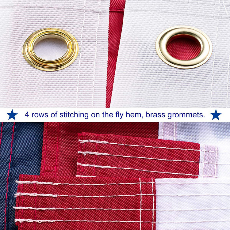 USA US Flags Outdoor, Heavy Duty Durable, Embroidered Stars, Sewn Stripes and Brass Grommets