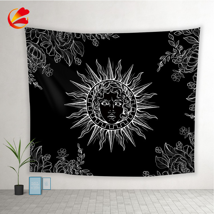 Custom Tarot Tapestry Wall Hanging Astrology Divination Bedspread Matwitchcraft White Black Sun Moon Tapestry