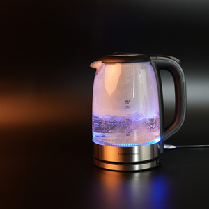 Hot selling electric glass kettle hot water fast tea maker LED light 1.7L with UK Strix controller Glass kettle