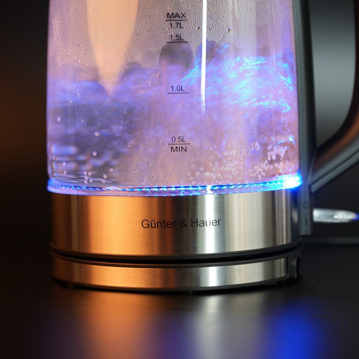 Hot selling electric glass kettle hot water fast tea maker LED light 1.7L with UK Strix controller Glass kettle