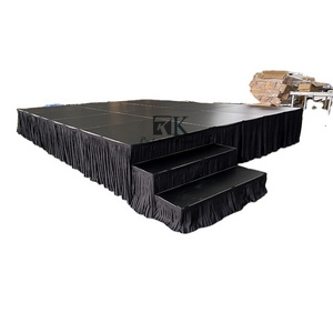 4ft*4ft stage decks for indoor/Outdoor Events Portable smart stage with black skirting and stair