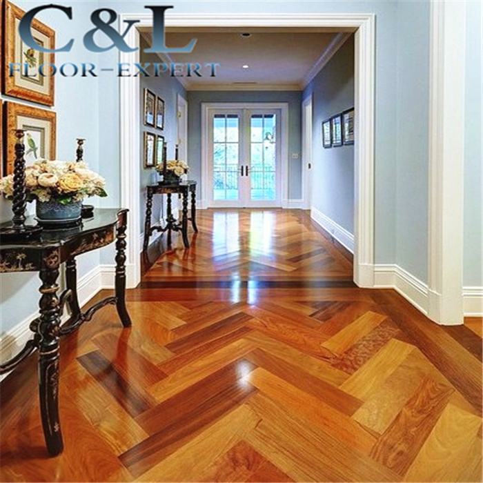 Herringbone waterproof chevron parquet brazilian teak solid wood flooring