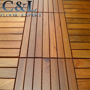 Oiled prefinished interlocking system DIY Burma teak solid wood decking tiles