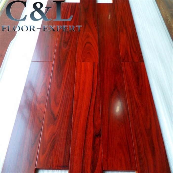 prefinished High glossing mahogany color African Rosewood engineered wood flooring