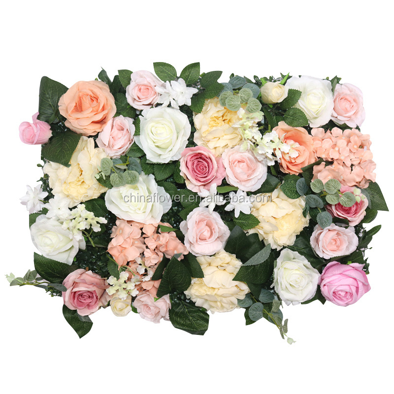 FC1001 New Design Artificial Silk Peony Rose Wedding Decorative Roll Up Flower Wall Backdrop For Wedding Decoration