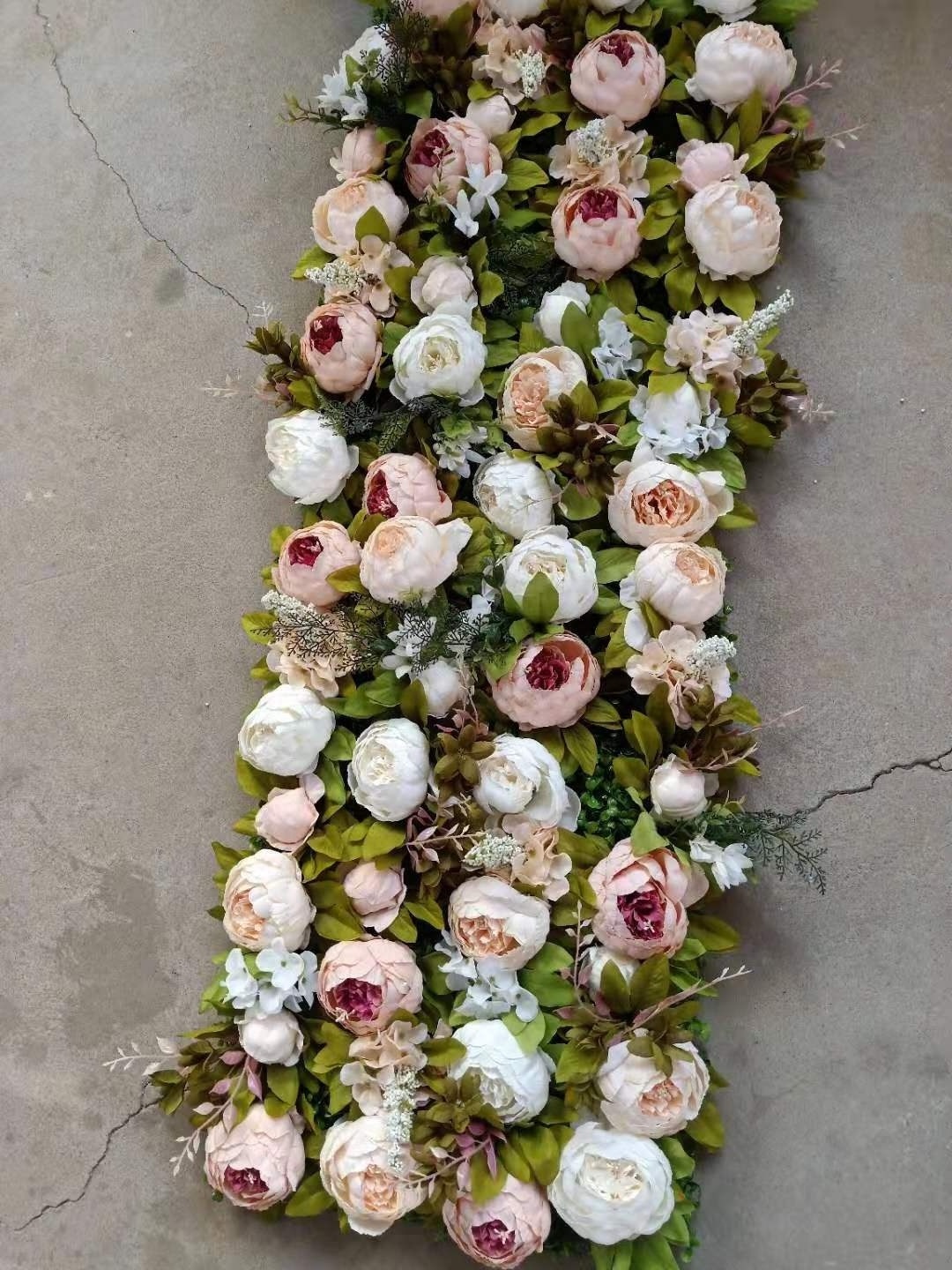 FC1002 Customized Artificial Silk Flower Roll Up Flower Wall Rose peony flower wall backdrop  for wedding decoration