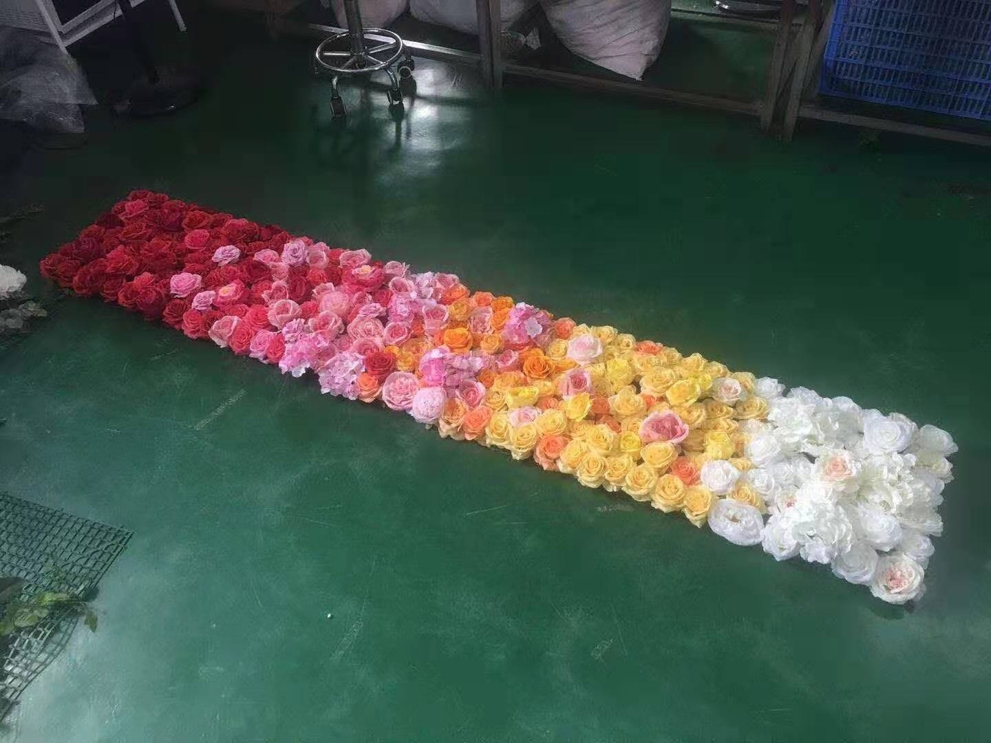 FC1002 Customized Artificial Silk Flower Roll Up Flower Wall Rose peony flower wall backdrop  for wedding decoration