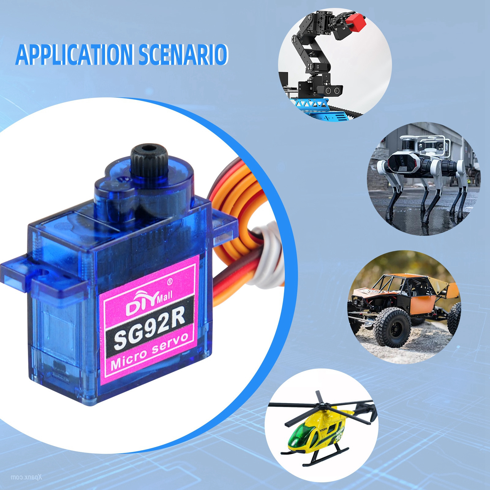 SG92R Mini Micro Servo 1.3-1.8KG 90/180/270/360 Degree Rotating Nylon Carbon Fiber Gears RC Helicopter Boat Car Aeromodelling