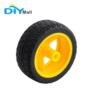 66mm Plastic Tire Wheel Black/yellow Color for TT Motor 1:48 Small Smart Car Model Chassis Accessories