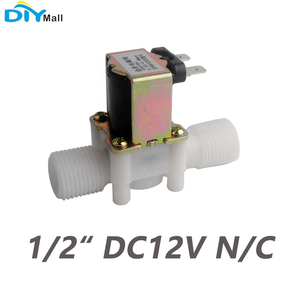 Plastic Electric Solenoid Valve Magnetic DC12V N/C Water Inlet Flow Switch G1/2