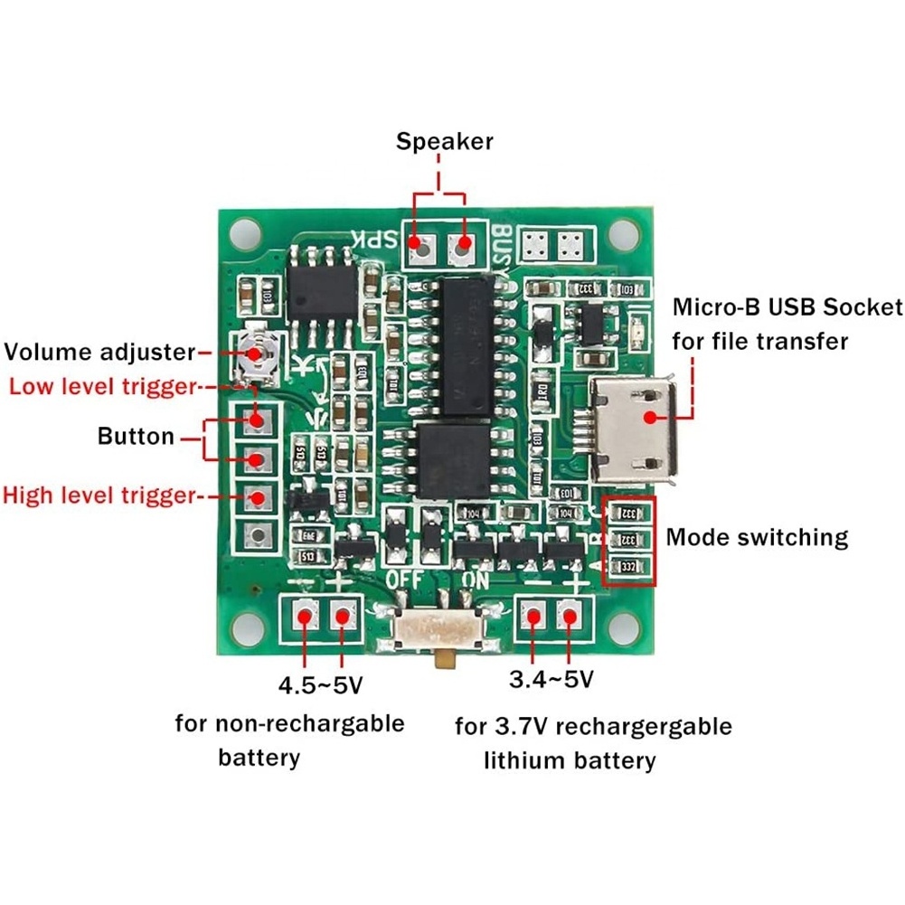 DIYmall 8MB MP3 WAV Voice Music Recorder Board USB Download Audio Sound Module for Greeting Card DIY Music Creative Gift