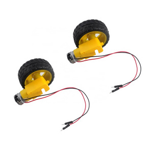 4pcs TT Motor Wheels Set, 2pcs DC3-6V 200rpm Gear Motor with 2P Male Connector Wire + 2pcs 65mm Tire Wheel, for Robot Smart Car