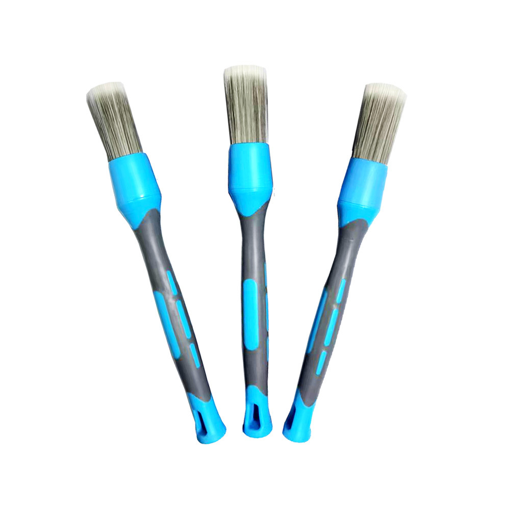 CTCC058 Premium Quality TPR Rubber Handle Replaceable Brush Head 3 Pack Auto Car Detailing Brush Set