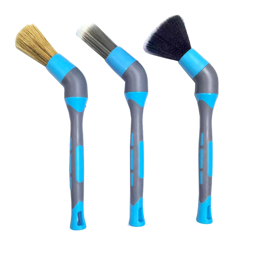 CTCC058 Premium Quality TPR Rubber Handle Replaceable Brush Head 3 Pack Auto Car Detailing Brush Set