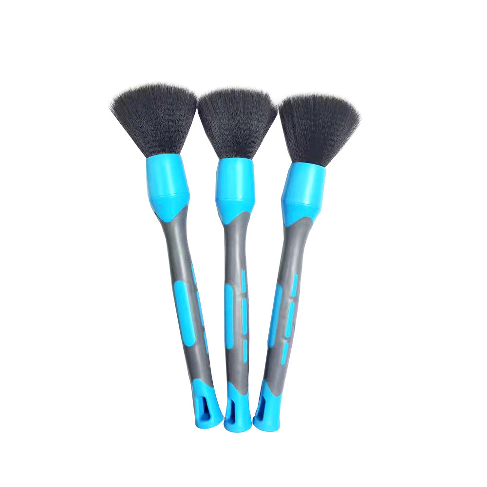 CTCC058 Premium Quality TPR Rubber Handle Replaceable Brush Head 3 Pack Auto Car Detailing Brush Set