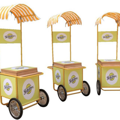 Mobile Italian ice cream hand push cart mini truck  Gelato stand cart