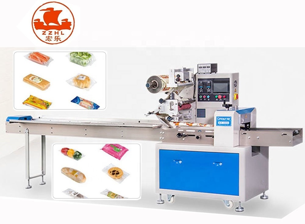 Manufacturer Price Automatic Flow Pillow Bag Pack Wrapper Facial Tissue cake bread Packing Machine