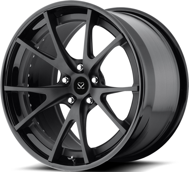 19x8.5 | 19x9.0 Custom 2-PC Forged Aluminum Alloy Rim Gloss Black and Matt Black Disc For Lamborghini Gallardo