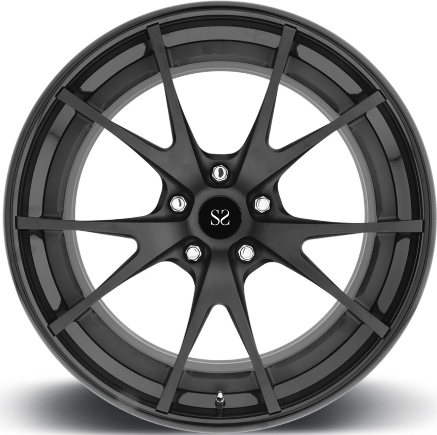 19x8.5 | 19x9.0 Custom 2-PC Forged Aluminum Alloy Rim Gloss Black and Matt Black Disc For Lamborghini Gallardo