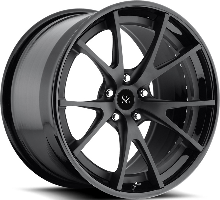 19x8.5 | 19x9.0 Custom 2-PC Forged Aluminum Alloy Rim Gloss Black and Matt Black Disc For Lamborghini Gallardo