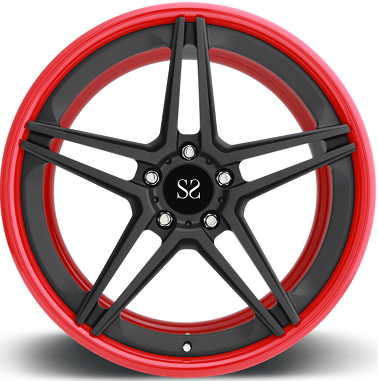 For BMW M4 wheels 18 19 20 21 22 Inch 5x120 Forged Alloy Custom Rims 2-PC Red Machine Lip