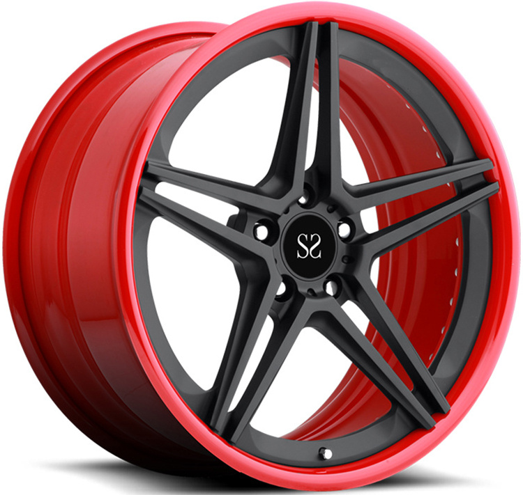 For BMW M4 wheels 18 19 20 21 22 Inch 5x120 Forged Alloy Custom Rims 2-PC Red Machine Lip