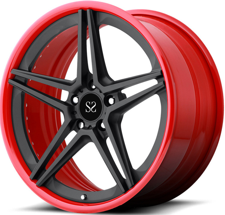 For BMW M4 wheels 18 19 20 21 22 Inch 5x120 Forged Alloy Custom Rims 2-PC Red Machine Lip