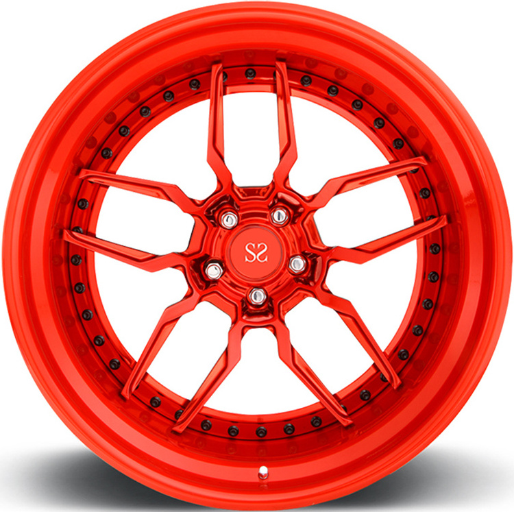 3-PC 5x120 For BMW E90 320i Wheels  18 19 20 21 22Inch Red Machine Face Forged Alloy Custom Rims