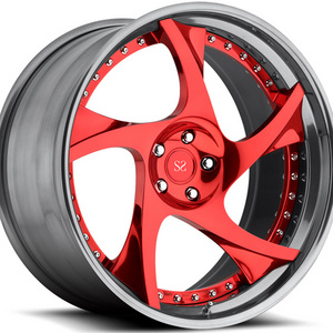 20 inch customized red spoke 2 piece forged car wheel rim manufactures in china