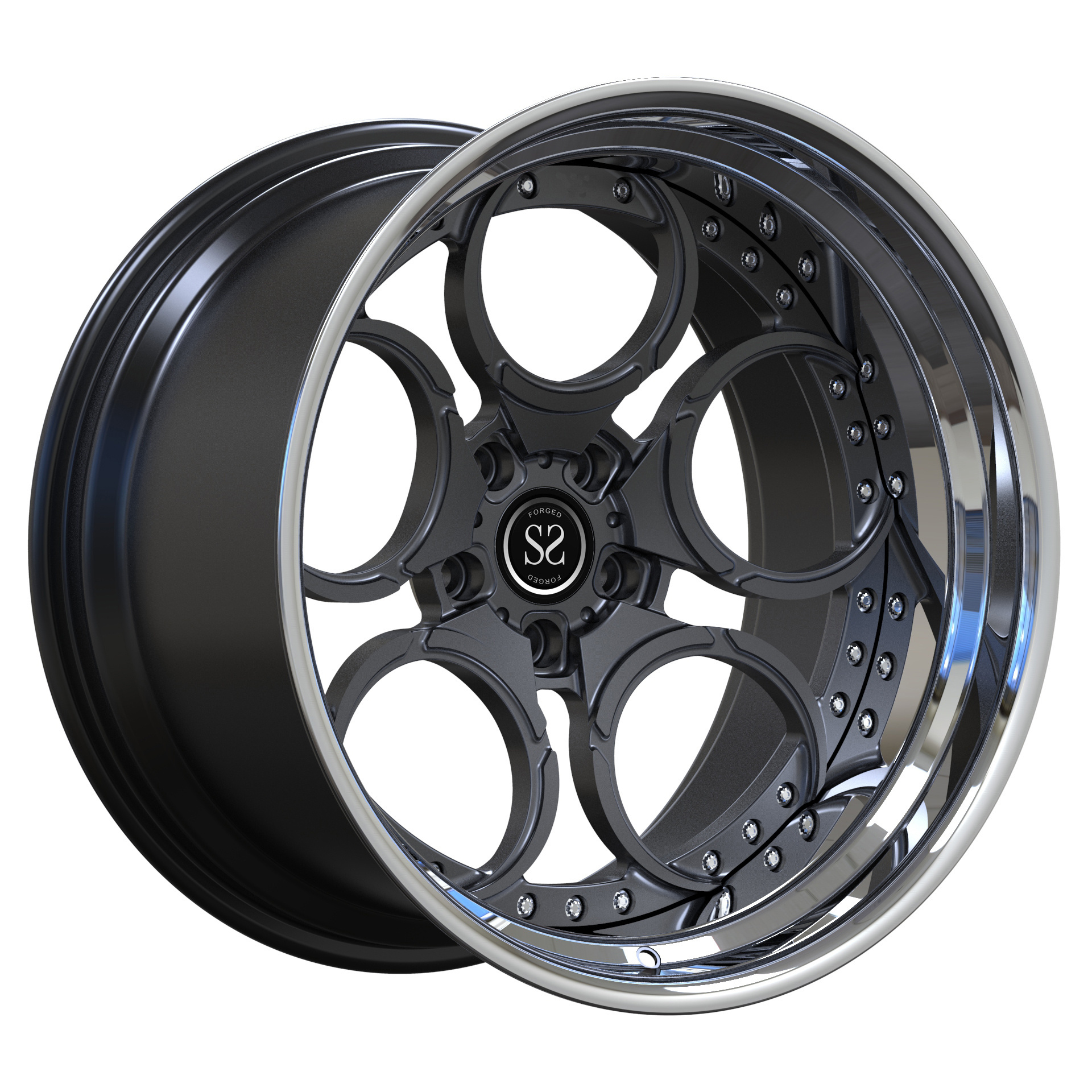 Polished Lip 2 Piece Forged Wheels Gun Metal Spokes Discs for Nissan 350z Custom Car Rims