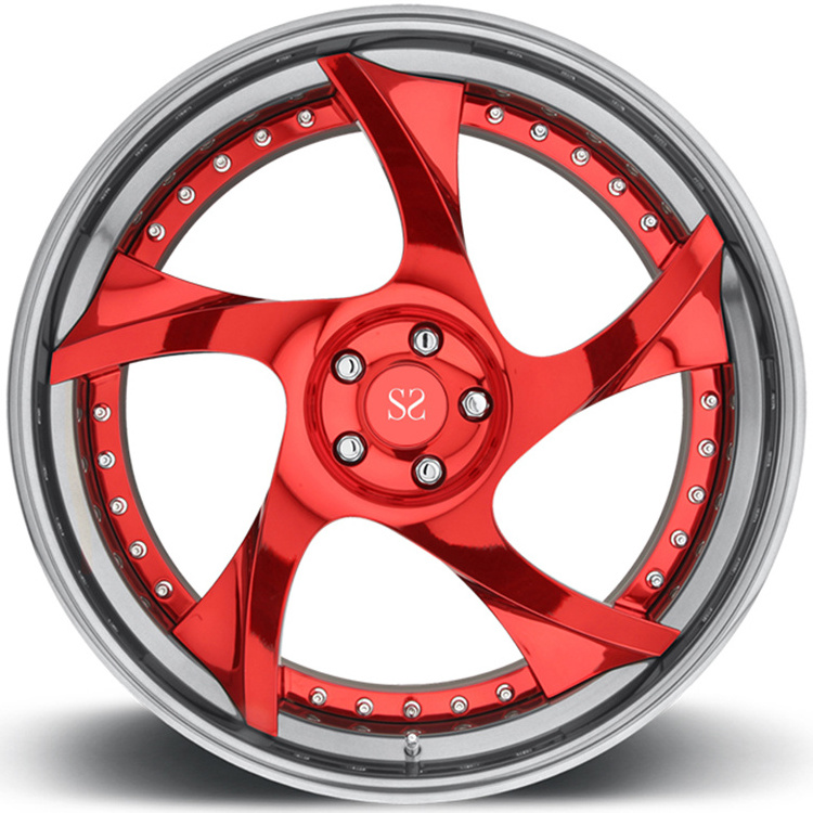 20 inch customized red spoke 2 piece forged car wheel rim manufactures in china