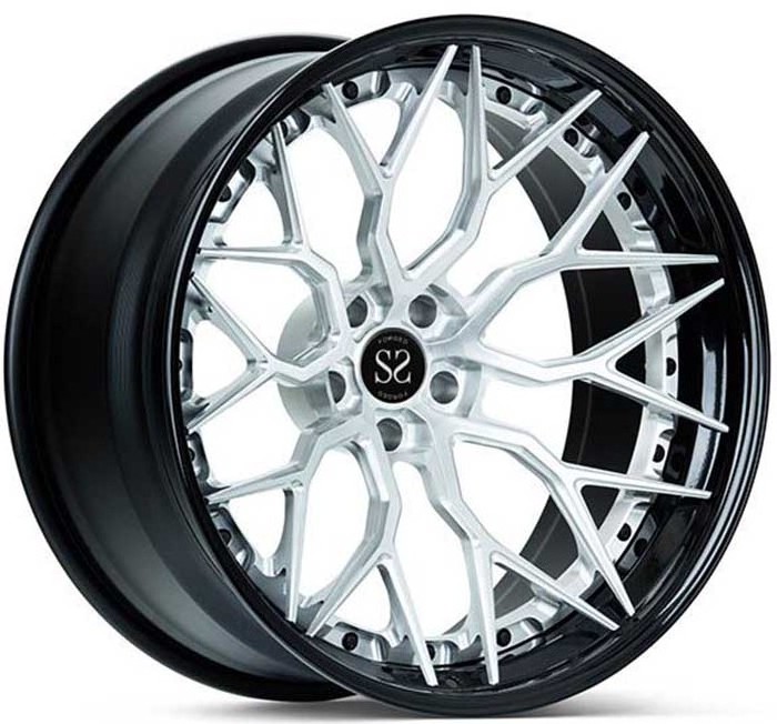 Fit to Mercedes Benz SL55 Custom Gloss Black + Brush Disc 3-piece Forged Rims 5x112 20 inch