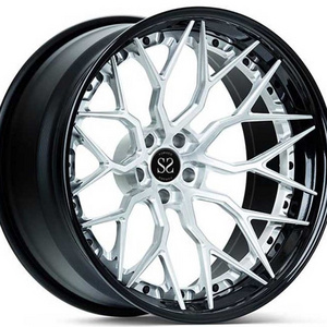 Fit to Mercedes Benz SL55 Custom Gloss Black + Brush Disc 3-piece Forged Rims 5x112 20 inch