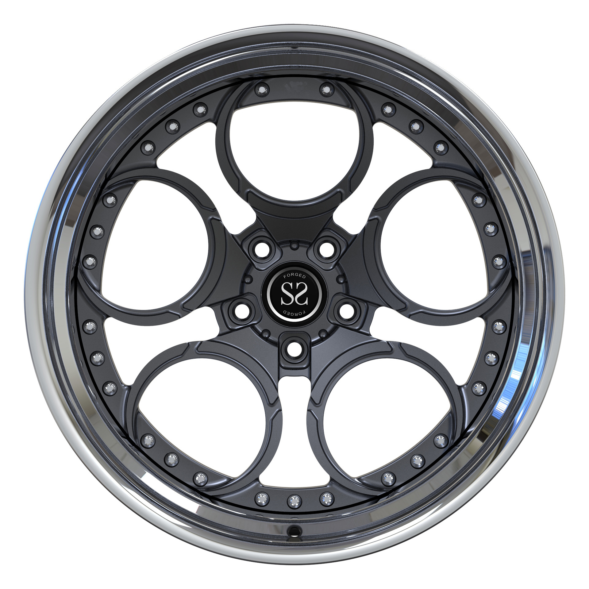 Polished Lip 2 Piece Forged Wheels Gun Metal Spokes Discs for Nissan 350z Custom Car Rims