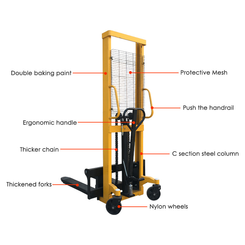 manual forklift with hand brake hand stacker hydraulic pallet high lift hochhubwagen manueller gabelstapler