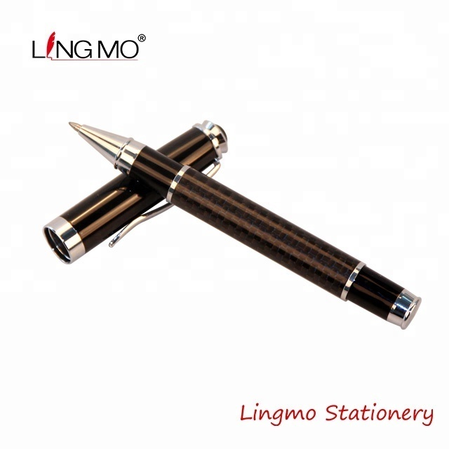 Classic Style Black Color Carbon Fiber Roller Ball Pen with Custom Logo