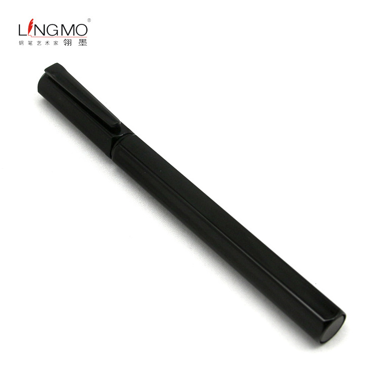 Shanghai Lingmo Luxury Personalized Fountain Pen Black Metal Hexagonal Ink Pen OEM Logo