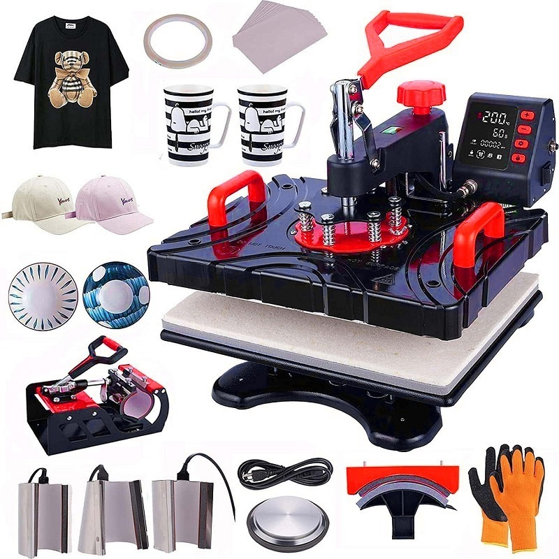 Freesub 5 in 1 t shirt heat press machine mug sublimation printing machine cap/hat heat press machine for t-shirt P8100-5