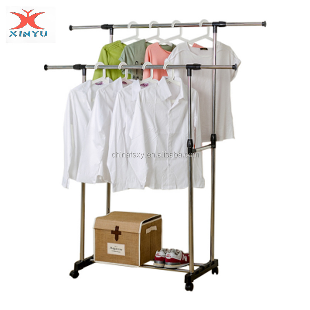 stand clothes drying rack double pole clothes drying hanger with wheel