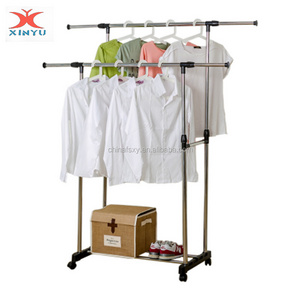 stand clothes drying rack double pole clothes drying hanger with wheel