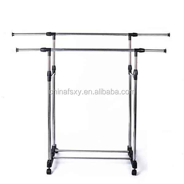 stand clothes drying rack double pole clothes drying hanger with wheel