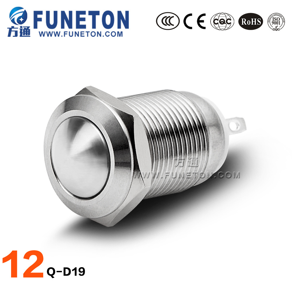 12mm Custom light marine switch momentary ball head Metal on off push button electronic switches