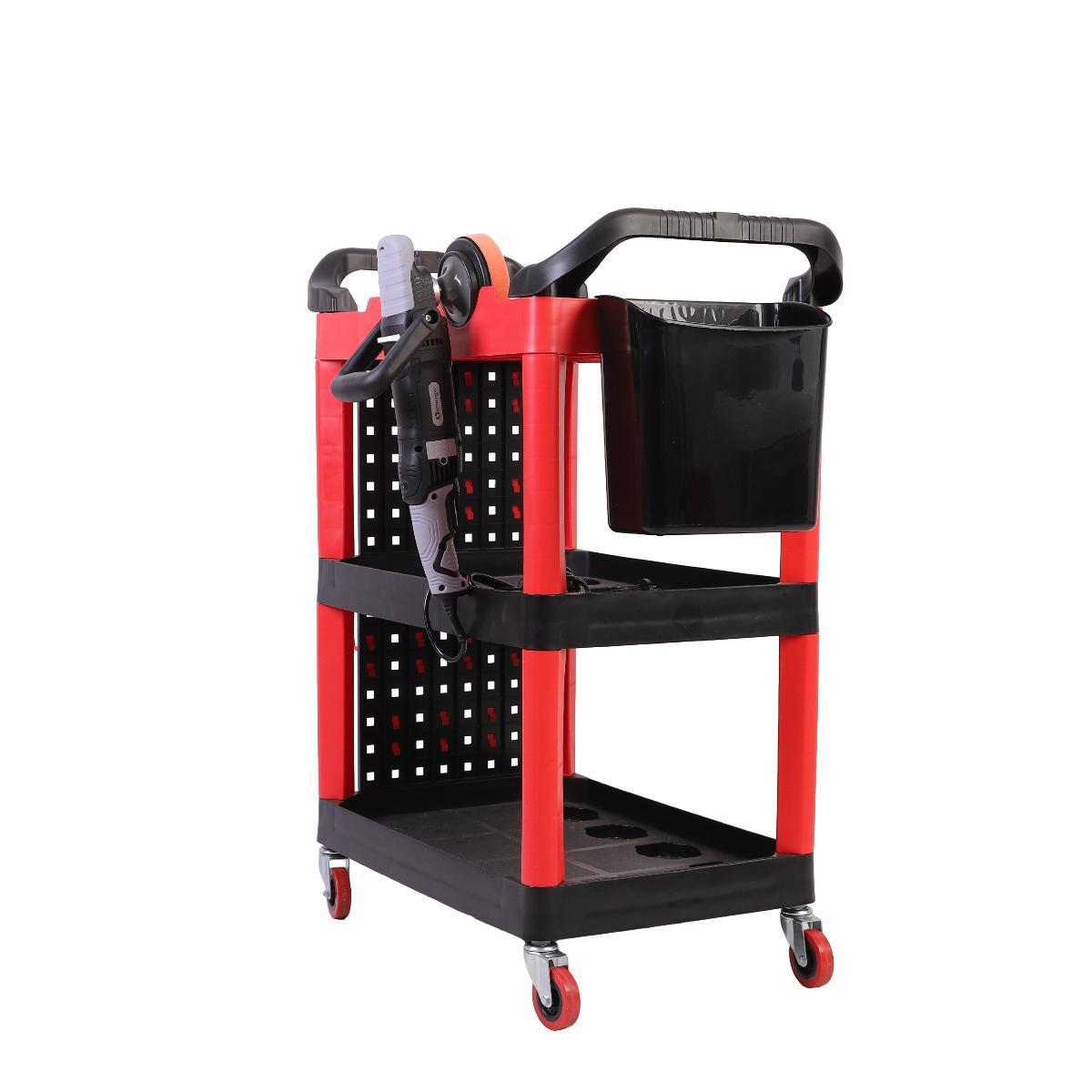 New Multifunctional Plastic Car Wash Cart Multi-Layer Detailing Tool Cart With Plastic Bucket