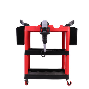 FUOU Multifunctional Auto Repair Tool Cart 3 Shelf Tool Cart Car Detailing Trolley Detailing Cart