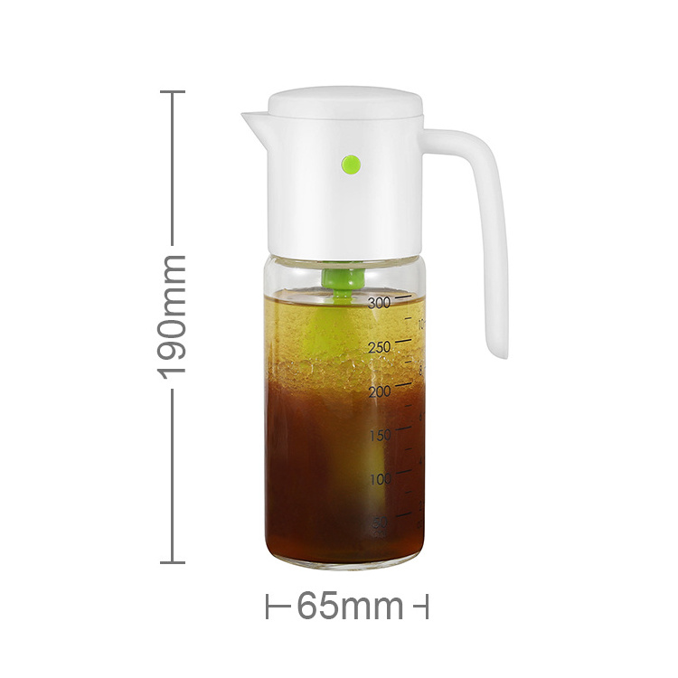 Kitchen Tools 300ml Glass Bottle Oil Green Salad Dressing Shaker Mixer