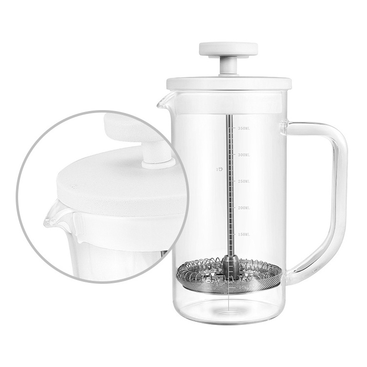 French press coffee maker pot 350ml plunger,custom plastic white travel camping classic glass tea maker coffee french press